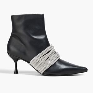 NEW Simkhai Lian crystal-embellished leather ankle boots Black Size 40 / 10